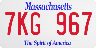MA license plate 7KG967