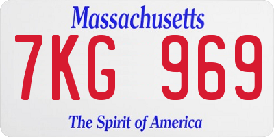 MA license plate 7KG969