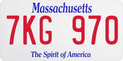 MA license plate 7KG970