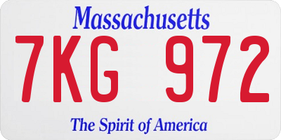 MA license plate 7KG972