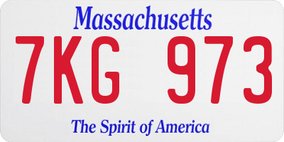 MA license plate 7KG973