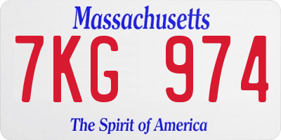 MA license plate 7KG974