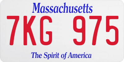 MA license plate 7KG975