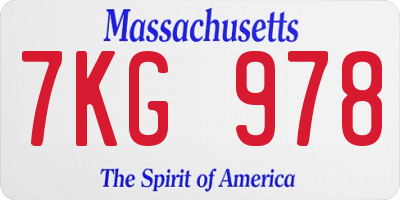 MA license plate 7KG978