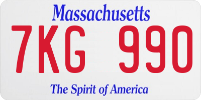 MA license plate 7KG990