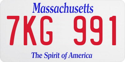 MA license plate 7KG991