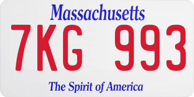 MA license plate 7KG993