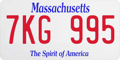 MA license plate 7KG995