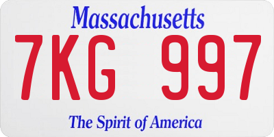 MA license plate 7KG997