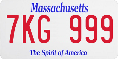 MA license plate 7KG999