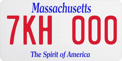 MA license plate 7KH000