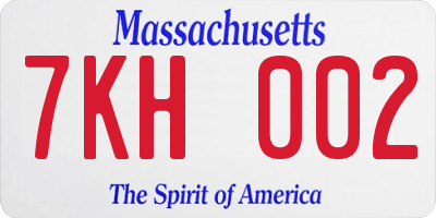 MA license plate 7KH002