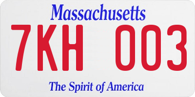 MA license plate 7KH003