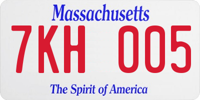 MA license plate 7KH005