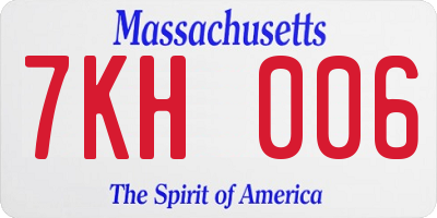 MA license plate 7KH006