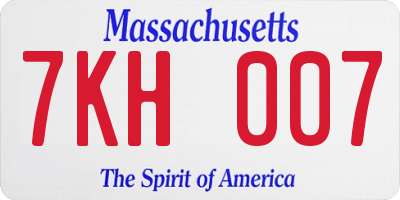 MA license plate 7KH007