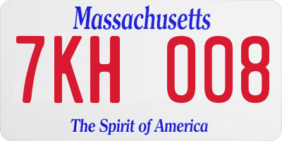 MA license plate 7KH008