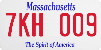 MA license plate 7KH009
