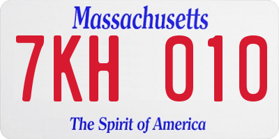 MA license plate 7KH010