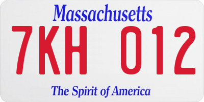 MA license plate 7KH012
