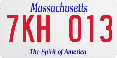 MA license plate 7KH013