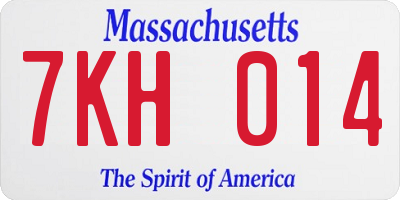 MA license plate 7KH014