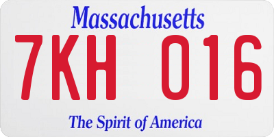 MA license plate 7KH016