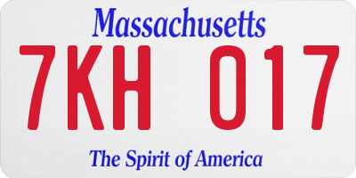 MA license plate 7KH017
