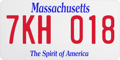 MA license plate 7KH018
