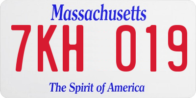 MA license plate 7KH019