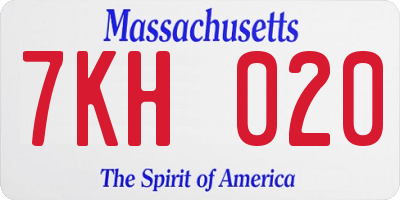 MA license plate 7KH020