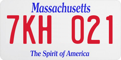 MA license plate 7KH021