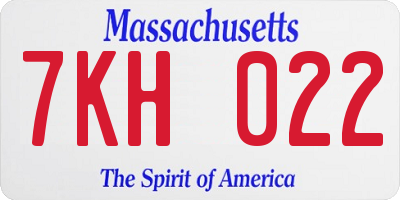 MA license plate 7KH022