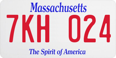 MA license plate 7KH024