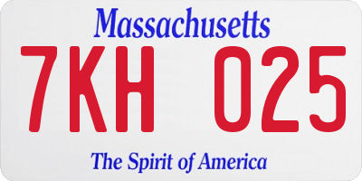 MA license plate 7KH025