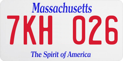 MA license plate 7KH026