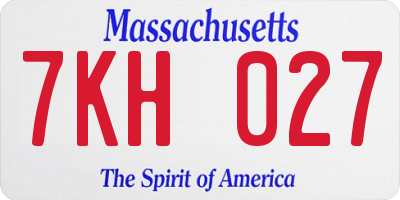 MA license plate 7KH027