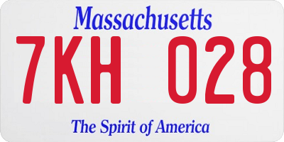MA license plate 7KH028