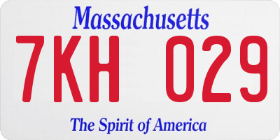 MA license plate 7KH029