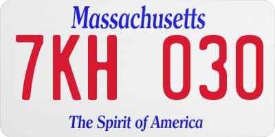 MA license plate 7KH030