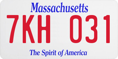 MA license plate 7KH031