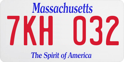 MA license plate 7KH032