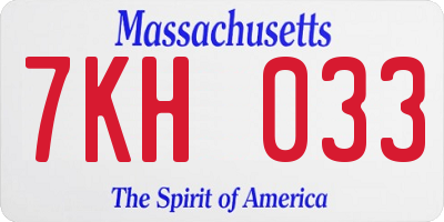 MA license plate 7KH033