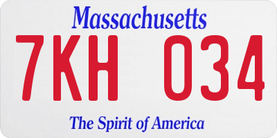 MA license plate 7KH034