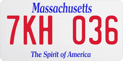 MA license plate 7KH036