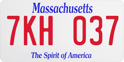 MA license plate 7KH037