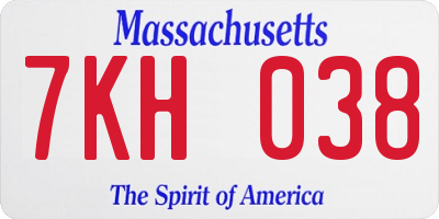 MA license plate 7KH038