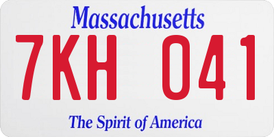 MA license plate 7KH041