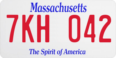 MA license plate 7KH042
