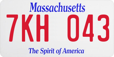 MA license plate 7KH043
